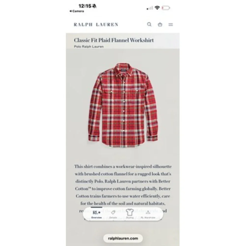 Polo Ralph Lauren‎ Shirt Mens M Red Plaid Flannel Classic Fit Workshirt
